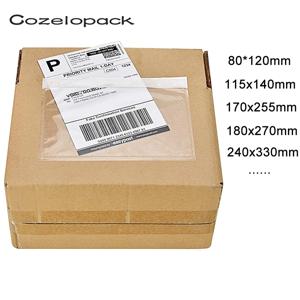 50PCS/14 크기 포장 목록 봉투 투명 얼굴 송장 슬립 동봉 된 주머니 자체 접착 배송 송장 라벨 봉투