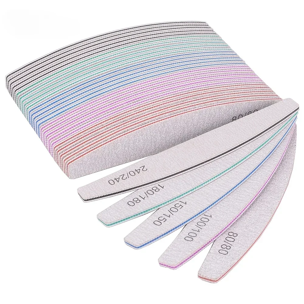 5/10Pcs 전문 네일 파일 150/180 샌드페이퍼 강한 두꺼운 네일 파일 샌딩 하프 문 라임 네일 액세서리 및 도구