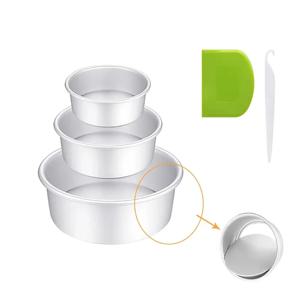 고정식 루즈 바닥 원형 케이크 몰드 알루미늄 케이크 팬 4/6/8/9/10인치 케이크 베이킹 팬 (볼 스크레이퍼 및 스트리핑 나이프 포함)