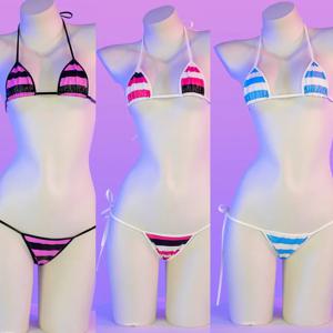 클래식 줄무늬 인쇄 가죽 비키니 세트 새로운 섹시한 붕대 수영복 여성 Beachwear 여름 수영복 하이 컷 수영복