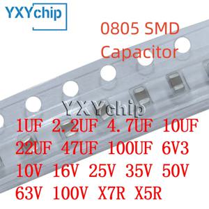 20PCS 0805 2012 SMD 커패시터 1 미크로포맷 2.2 미크로포맷 4.7 미크로포맷 10 미크로포맷 22 미크로포맷 47 미크로포맷 100 미크로포맷 6V3 10V 16V 25V 35V 50V 63V 100V X7R X5R K=±10% M=±20%