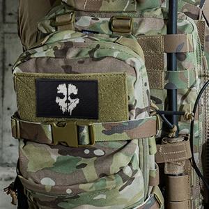 콜 오브 듀티 패치 고스트 마스크 해골 자수 패치 군사 전술 배지 패치 (다리미질 또는 다리미로 바느질 필요)