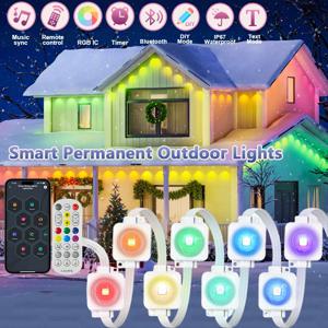 스마트 처마 조명 영구 야외 LED 조명 앱/리모컨 DIY 장면 모드 IP67 방수 주택 지붕 파티 장식용