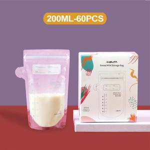 BPA 프리 우유 보관 가방, 안전한 모유 및 아기 식품 냉동고 가방, 쉬운 수유, 60 팩, 200ml