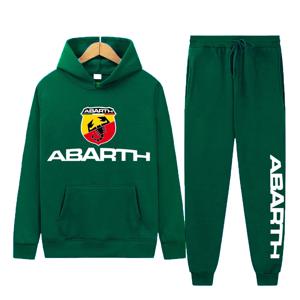 남성 여성 2Pcs 세트 양털 운동복 후드 바지 Abarth 전갈 로고 남성 운동복 Tracksuits 남여 앙상블 옴므