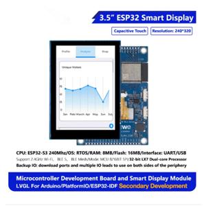 ESP32 S3 디스플레이 3.5 인치 개발 보드 듀얼 코어 Ar-duino 240*320 HMI 16M 플래시 LVGL WIFI Bles LCD TFT 모듈 터치