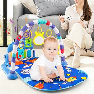 아기 활동 체육관 랙 놀이터 신생아 뮤지컬 페달 피아노 장난감 활동 놀이 매트 유아 배 시간 매트 0-36 개월 선물