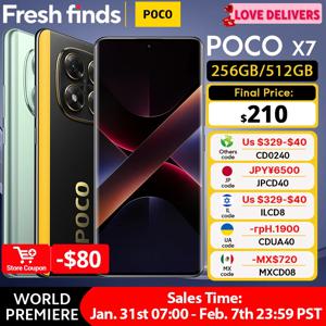 POCO X7 글로벌 버전 스마트폰, 디멘시티 7300-울트라 6.67 인치, 1.5K AMOLED 커브드 디스플레이, 45W 터보 충전 NFC, 월드 프리미어