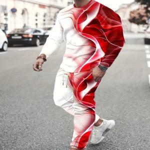 남성용 긴팔 티셔츠 바지 세트, 3D 프린트 패션, 운동복 남성 의류, 스트리트 트랙수트, 조거, 2 피스 의상, 가을
