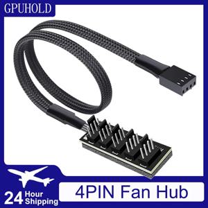 PWM 팬 허브 1 ~ 5/6 PC CPU 냉각 4PIN 팬 전원 케이블 허브 어댑터 컴퓨터 쿨러 케이스 팬용 슬리브 케이스 분배기