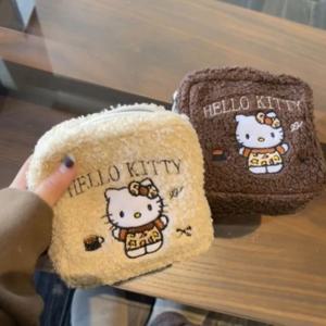 헬로 키티 대용량 화장품 가방 플러시 폴라로이드 자수 휴대용 여행 세면도구 정리함 귀여운 카와이 폴리에스터