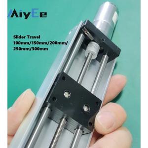Y370 선형 슬라이드 테이블 슬라이딩 테이블(슬라이더 이동 100mm/150mm/200mm/250mm/300mm), GA25-370 기어 모터 리미트 스위치 포함