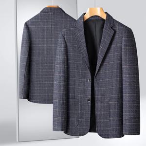 스트라이프 정장 남성 체크 무늬 정장 남성 자켓 비즈니스 캐주얼 남성 정장 봄 & 가을 중년 남성 얇은 정장 루즈한 대형 정장 다용도 경량 탑