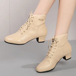 여성 신발 여성용 흰색 발목 부츠 숙녀 여성 운동화 짧은 부팅 탱고 현대 댄스 신발 스퀘어 댄스 신발