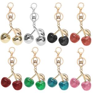 패션 맛있는 레드 체리 키 체인 여름 과일 체리 펜던트 열쇠 고리 여성용 남성용 쥬얼리 가방 액세서리 선물