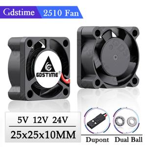 GDSTIME 2510 24V 12V 5V 팬 25MM*25MM*10MM 미니 쿨러 2510 볼/슬리브 축 냉각 팬 25MM 마이크로 전기 3D 프린터 팬