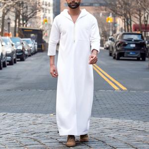 2025 두바이 터키 무슬림 남성용 포켓 솔리드 컬러 모자 착용 가능한 로브 토브 Msl1 로브 아바야 라마단 두바이 럭셔리 이슬람 우아한