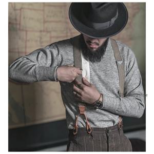 견고한 브론슨 올드 타임 멜빵 빈티지 가죽 스트랩 Y 스타일 아메리칸 툴링 브레이스 슬링