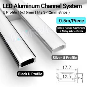 0.5M 2-30pcs Led 알루미늄 프로파일 채널 디퓨저 홀더 U 모양 블랙/실버 선형 라이트 바 천장 벽 코너 조명