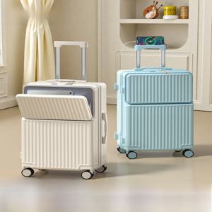 세련된 여행용 캐리어 하프 오픈 커버 기내용 휠 스피너 무소음 바퀴 여성 스타일 2025 가을 컬렉션 ABS+PC