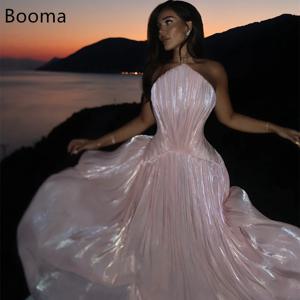 Booma A-라인 반짝 이는 스트랩리스 플리츠 스트랩리스 이브닝 드레스 여성용 공식 파티 가운 민소매 댄스 파티 드레스 맞춤형 2025