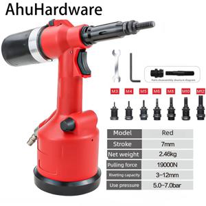 레드 M3-M12 리벳 너트 리벳팅 공압 리벳 너트 건 키트 공압 유압 자동 리베터 공구 산업용 조절 가능 스트로크