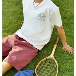 티셔츠 데 스포르트 드 코스 데크라시떼 앙 푸르 코튼 레트로 아메리칸 조앙 아 테니스 뉴 티셔츠 레터 프린트 남성용