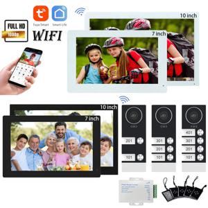 2/3/4 다세대용 1080P TUYA WiFi 비디오 도어폰 건물용 7/10인치 모니터 가족 아파트 초인종 시스템 다중 옵션 DIY