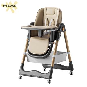 PANGDUBE 조절 가능한 아기용 하이체어 0-3세 접이식 유아 식사 의자 트레이 포함 리클라이닝 피딩 체어 아기 식사 의자