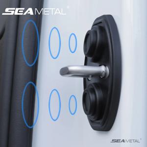 SEAMETAL 4개입 자동차 도어 잠금 보호 커버 자동 도어 잠금 충격 흡수 실리콘 쿠션 자동차 도어 닫힘 방음 커버