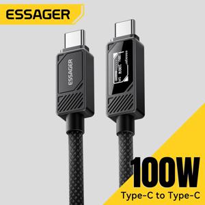에사저 100W USB 타입 C 케이블 PD 5A 고속 충전 와이어 코드 아이폰 17 16 15 맥북 아이패드 삼성 화웨이 디지털 디스플레이 와이어