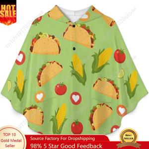 아늑한 플란넬 담요 스웨터, 타코 패턴 하트 포켓이 있는 오버사이즈 후드티(어린이 및 청소년용)