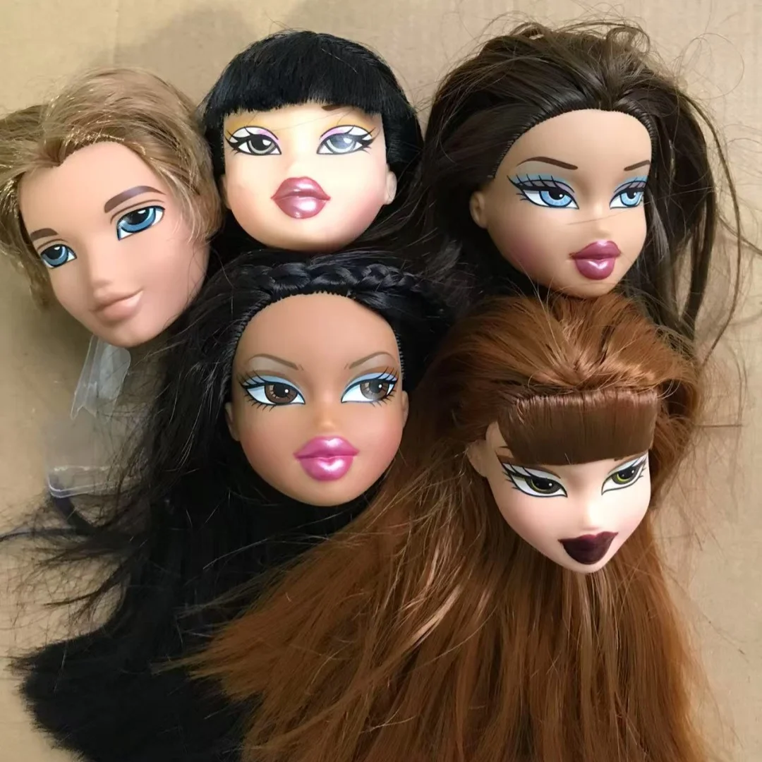 2001 버전 희귀 얼굴 인형 머리 클래식 브라츠 화이트 브라운 피부색 컬러풀 헤어 소녀 소년 인형 부품 수집가용