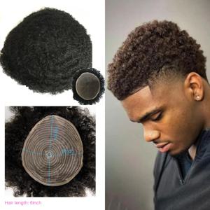 8x10인치 베이스 아프로 곱슬머리 남성용 부분 가발, 100% 인모 베이스 유닛, 통기성 좋은 풀 머신 메이드 헤어피스, 헤어 교체용