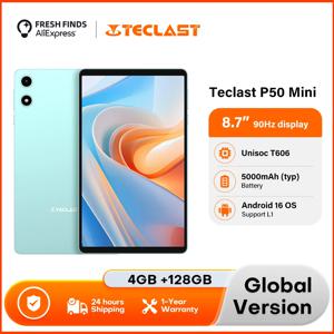 Teclast P50 미니 8.7인치 90Hz 디스플레이 태블릿 Unisoc T606 4GB RAM(+8GB 확장) 128GB 저장용량 5000mAh 배터리 안드로이드 16 OS Wi-Fi