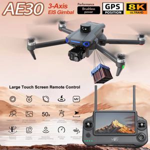 AE30 울트라 GPS 드론 4K 프로페셔널 HD 카메라 3축 짐벌 브러시리스 에어드롭 RC 쿼드콥터 5.5인치 스크린 컨트롤 낚시 드론