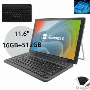 새로운 16GB 램 512GB 저장용량 11.6인치 64비트 인텔 셀러론 N4100 윈도우 11 태블릿 1920 x 1080 IPS 듀얼 카메라 타입 C HDMI 포트