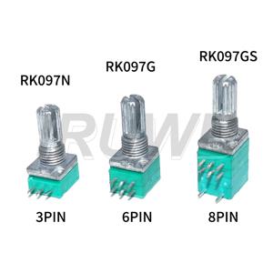 5개 15mm 샤프트 3/6/8핀 RK097 RV097NS B5K B10K B50K B100K B500K 오디오 앰프 밀폐형 선형 볼륨 포텐셔미터 저항기