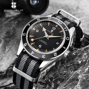 41MM 사파이어 글래스 100m 방수 일본 자동 발광 남성용 시계 나일론 스트랩