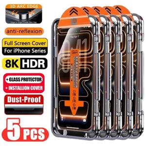 아이폰 17 16 13 프로 맥스 11 15 14 16e 12 미니 XR X Xs 7 8 플러스 에어용 간편 설치 HD 스크린 보호필름 5개 (강화유리)
