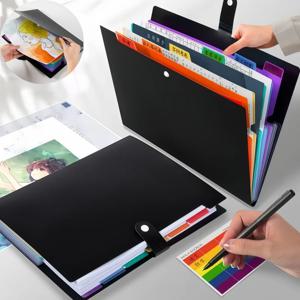 A4 다층 7칸 폴더, 색상 분류 파일 가방, 학생용 종이 보관, 사무실 데이터 편찬 책, 두꺼운 PP