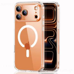 아이폰 17 에어 16 15 14 13 12 11 프로 맥스 XR용 마그네틱 클리어 폰 케이스 무선 충전 마그세이프 케이스 커버 황변 방지