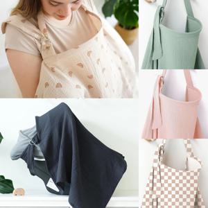 무슬린 모유 수유 커버 휴대용 100% 코튼 수유 커버 통기성 담요 아기 유모차 카시트 커버 71*95cm