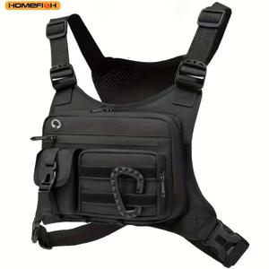 홈피쉬 아웃도어 체스트백 전술 조끼 (러닝, 사이클링, EDC, 스포츠 및 운동용) 인체공학적 디자인 패딩 처리된 체스트팩 리그