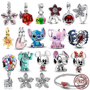 몬스터 테일즈 체셔캣 비즈 인간을 먹는 꽃 참 925 정품 실버 팔찌 DIY 쥬얼리 제작 여성용 선물