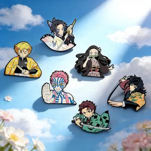 6개 세트 만화 애니메이션 에나멜 핀, 재미있는 금속 옷깃 핀 컬렉션, 귀여운 칼라 브로치, 친구를 위한 선물용 쥬얼리