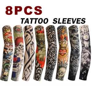 8개입 타투 슬리브 남녀공용 자외선 차단 쿨링 사이클링 신축성 통기성 낚시용 다양한 타투 커버업 팔토시