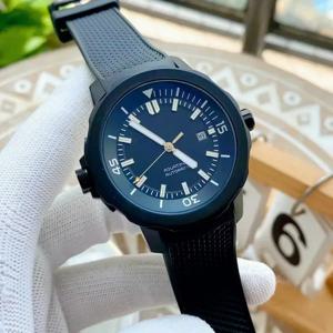 럭셔리 스포츠 남성용 자동 기계식 시계 블랙 블루 고무 스트랩 아쿠아타이머 손목시계 44mm