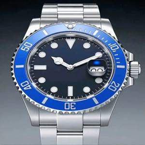 새로운 남성용 고급 시계 자동 기계식 무브먼트 블랙 블루 세라믹 손목시계 41mm