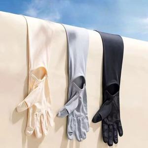 여성용 여름 아이스 실크 자외선 차단 장갑, 통기성 좋은 얇은 스타일 운전용 아이스 슬리브